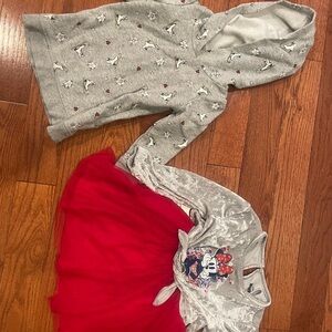 Set of 2, 3T baby Gap and Disney Minnie sweater dresses in gray and red tones